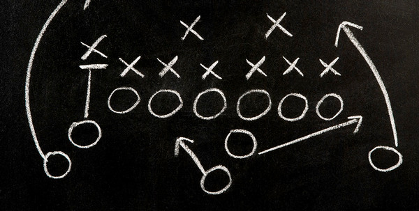 football play on a chalkboard